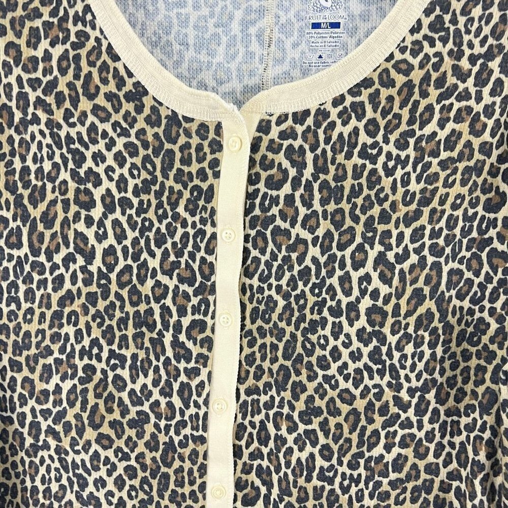 Fruit  of the Loom Women's Waffle Unionsuit Animal Print Size M/L - Picture 6 of 9